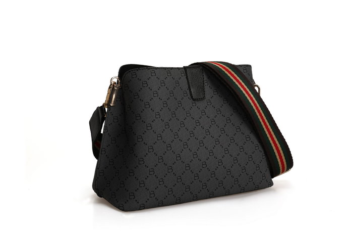 Lucky Bees Bolso Bandolera Gris y Negro Lucky Bees Bolso Bandolera Gris y Negro